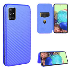 Handytasche Stand Schutzhülle Flip Leder Hülle L07Z für Samsung Galaxy A71 4G A715 Blau