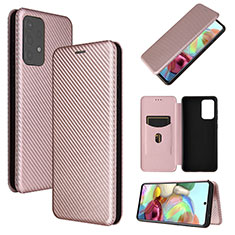 Handytasche Stand Schutzhülle Flip Leder Hülle L07Z für Samsung Galaxy A72 4G Rosegold