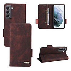 Handytasche Stand Schutzhülle Flip Leder Hülle L07Z für Samsung Galaxy S21 Plus 5G Braun