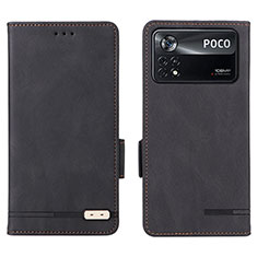 Handytasche Stand Schutzhülle Flip Leder Hülle L07Z für Xiaomi Poco X4 Pro 5G Schwarz