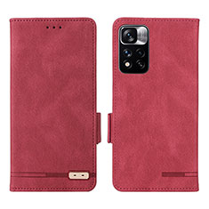 Handytasche Stand Schutzhülle Flip Leder Hülle L07Z für Xiaomi Redmi Note 11 Pro+ Plus 5G Rot