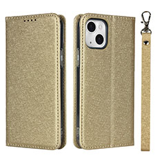 Handytasche Stand Schutzhülle Flip Leder Hülle L08 für Apple iPhone 15 Gold