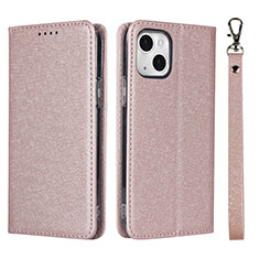 Handytasche Stand Schutzhülle Flip Leder Hülle L08 für Apple iPhone 15 Rosegold