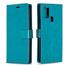 Handytasche Stand Schutzhülle Flip Leder Hülle L08 für Samsung Galaxy A21s Hellblau