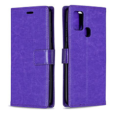 Handytasche Stand Schutzhülle Flip Leder Hülle L08 für Samsung Galaxy A21s Violett