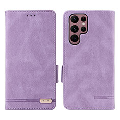 Handytasche Stand Schutzhülle Flip Leder Hülle L08Z für Samsung Galaxy S23 Ultra 5G Violett