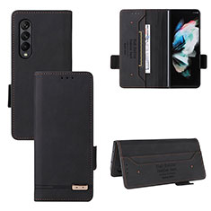 Handytasche Stand Schutzhülle Flip Leder Hülle L08Z für Samsung Galaxy Z Fold4 5G Schwarz