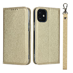 Handytasche Stand Schutzhülle Flip Leder Hülle L09 für Apple iPhone 12 Mini Gold