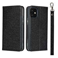 Handytasche Stand Schutzhülle Flip Leder Hülle L09 für Apple iPhone 12 Mini Schwarz