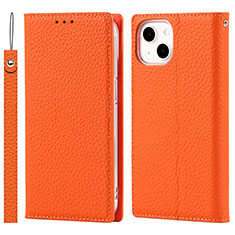 Handytasche Stand Schutzhülle Flip Leder Hülle L09 für Apple iPhone 13 Mini Orange