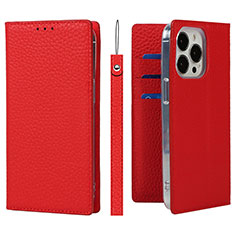 Handytasche Stand Schutzhülle Flip Leder Hülle L09 für Apple iPhone 13 Pro Rot