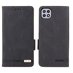 Handytasche Stand Schutzhülle Flip Leder Hülle L09Z für Samsung Galaxy A22 5G Schwarz