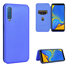 Handytasche Stand Schutzhülle Flip Leder Hülle L09Z für Samsung Galaxy A7 (2018) A750 Blau