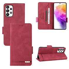 Handytasche Stand Schutzhülle Flip Leder Hülle L09Z für Samsung Galaxy A73 5G Rot