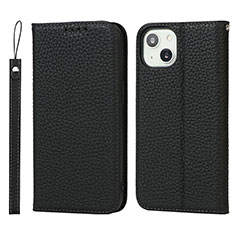 Handytasche Stand Schutzhülle Flip Leder Hülle L10 für Apple iPhone 13 Mini Schwarz