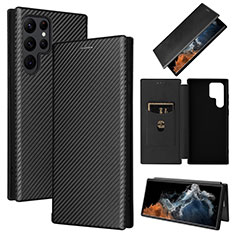 Handytasche Stand Schutzhülle Flip Leder Hülle L10Z für Samsung Galaxy S22 Ultra 5G Schwarz