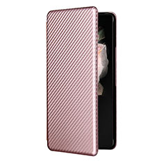 Handytasche Stand Schutzhülle Flip Leder Hülle L11Z für Samsung Galaxy Z Fold3 5G Rosegold