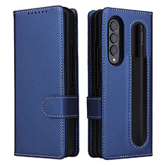 Handytasche Stand Schutzhülle Flip Leder Hülle L14Z für Samsung Galaxy Z Fold3 5G Blau