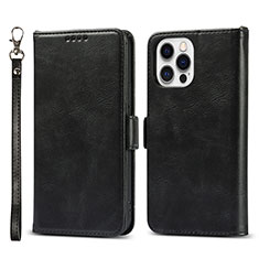 Handytasche Stand Schutzhülle Flip Leder Hülle L15 für Apple iPhone 15 Pro Max Schwarz