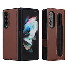 Handytasche Stand Schutzhülle Flip Leder Hülle L15Z für Samsung Galaxy Z Fold3 5G Braun