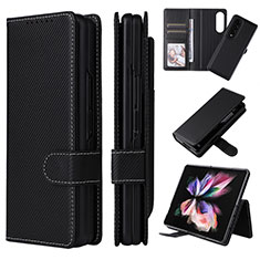 Handytasche Stand Schutzhülle Flip Leder Hülle L17Z für Samsung Galaxy Z Fold3 5G Schwarz