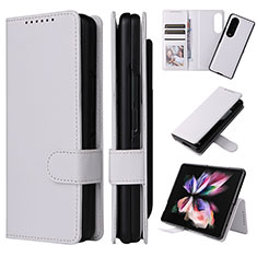 Handytasche Stand Schutzhülle Flip Leder Hülle L17Z für Samsung Galaxy Z Fold3 5G Weiß