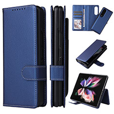 Handytasche Stand Schutzhülle Flip Leder Hülle L17Z für Samsung Galaxy Z Fold4 5G Blau