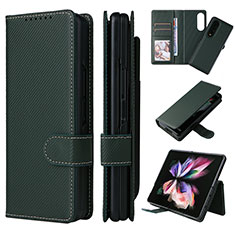 Handytasche Stand Schutzhülle Flip Leder Hülle L17Z für Samsung Galaxy Z Fold4 5G Grün