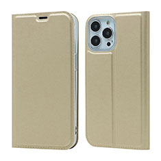 Handytasche Stand Schutzhülle Flip Leder Hülle L18 für Apple iPhone 15 Pro Gold