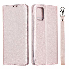 Handytasche Stand Schutzhülle Flip Leder Hülle L18 für Samsung Galaxy A51 5G Rosegold