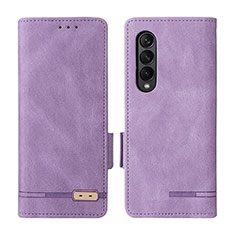 Handytasche Stand Schutzhülle Flip Leder Hülle L18Z für Samsung Galaxy Z Fold4 5G Helles Lila