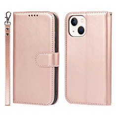 Handytasche Stand Schutzhülle Flip Leder Hülle L19 für Apple iPhone 14 Rosegold