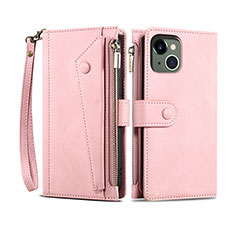 Handytasche Stand Schutzhülle Flip Leder Hülle L20 für Apple iPhone 15 Rosegold