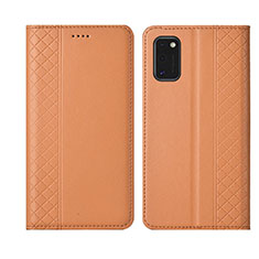 Handytasche Stand Schutzhülle Flip Leder Hülle L21 für Samsung Galaxy A41 Orange