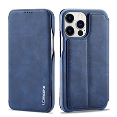 Handytasche Stand Schutzhülle Flip Leder Hülle LC1 für Apple iPhone 15 Pro Blau