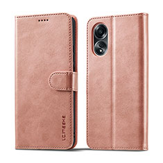 Handytasche Stand Schutzhülle Flip Leder Hülle LC1 für Oppo A18 Rosa