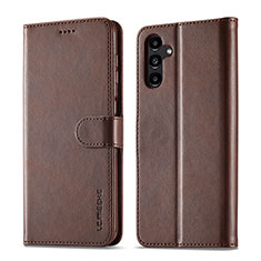 Handytasche Stand Schutzhülle Flip Leder Hülle LC1 für Samsung Galaxy A14 4G Braun