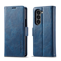 Handytasche Stand Schutzhülle Flip Leder Hülle LC2 für Samsung Galaxy Z Fold5 5G Blau