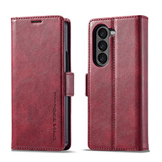 Handytasche Stand Schutzhülle Flip Leder Hülle LC2 für Samsung Galaxy Z Fold5 5G Rot