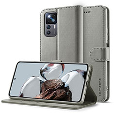 Handytasche Stand Schutzhülle Flip Leder Hülle LC2 für Xiaomi Mi 12T Pro 5G Grau