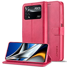 Handytasche Stand Schutzhülle Flip Leder Hülle LC2 für Xiaomi Poco X4 Pro 5G Pink