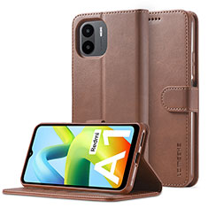 Handytasche Stand Schutzhülle Flip Leder Hülle LC2 für Xiaomi Redmi A1 Braun