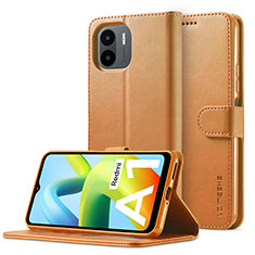 Handytasche Stand Schutzhülle Flip Leder Hülle LC2 für Xiaomi Redmi A2 Hellbraun