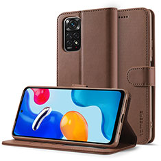 Handytasche Stand Schutzhülle Flip Leder Hülle LC2 für Xiaomi Redmi Note 11 Pro 4G Braun