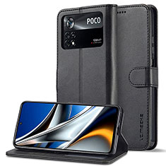 Handytasche Stand Schutzhülle Flip Leder Hülle LC2 für Xiaomi Redmi Note 11E Pro 5G Schwarz