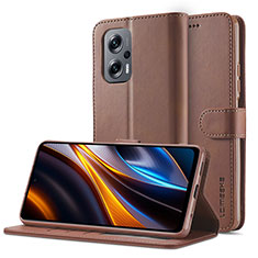 Handytasche Stand Schutzhülle Flip Leder Hülle LC2 für Xiaomi Redmi Note 11T Pro+ Plus 5G Braun