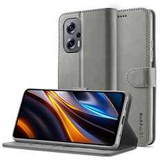 Handytasche Stand Schutzhülle Flip Leder Hülle LC2 für Xiaomi Redmi Note 11T Pro+ Plus 5G Grau