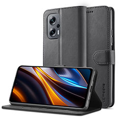 Handytasche Stand Schutzhülle Flip Leder Hülle LC2 für Xiaomi Redmi Note 12T Pro 5G Schwarz