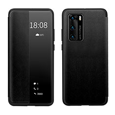 Handytasche Stand Schutzhülle Flip Leder Hülle LF1 für Huawei P40 Schwarz