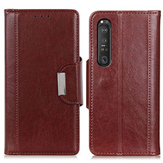 Handytasche Stand Schutzhülle Flip Leder Hülle M01L für Sony Xperia 1 III Braun